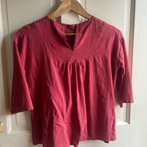 Organic Cotton Cropped Oversized Red Blouse for Women